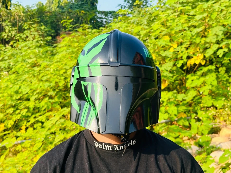 Capacete de aço verde mandaloriano cosplay guerra estelar capacete Boba Fett para melhor presente - Imagem 2 de 4