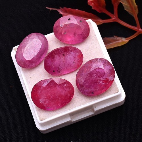 5 Pcs Natural Ruby Stunning Red 11mm-13mm Oval Faceted Cut Loose Gemstones Lot - Picture 7 of 7