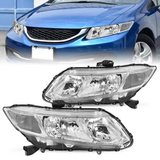 For 2012-2015 Honda Civic Sedan 12-13 Coupe Chrome Clear Headlights Assembly