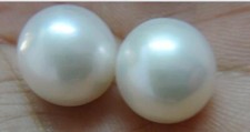 Pair 15mm natural south sea genuine white near round loose pearl undrilled 2888