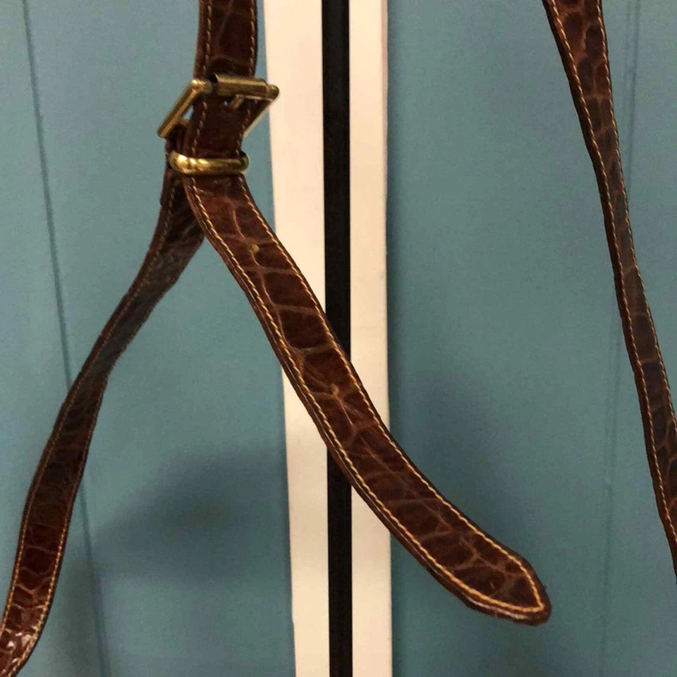 Bolso Bandolera De Colección Furla Floral Tapiz y Cuero Marrón Tostado Italia Foto 4 de 4