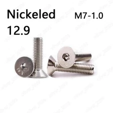M7-1.0 Nickeled 12.9 Steel Hex Socket Bolts Countersunk Flat Head Screws
