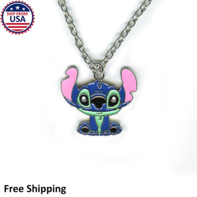 Cute Lilo and Stitch Movie Disney Cartoon Silver Necklace Charm With Chain