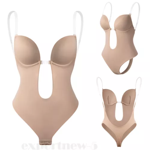 Women Low Back Bra Wire Lifting Deep U Backless Bra With Convertible Clear Strap - Picture 31 of 36