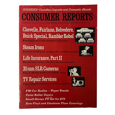 #ad Consumer Reports Magazine February 1967 Canadian Imports and Domestic Blends $14.95