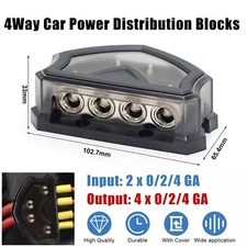 1PC 2 x 0/4 Gauge to 4 x 0/4 Gauge Out Car Audio Power Ground Distribution Block