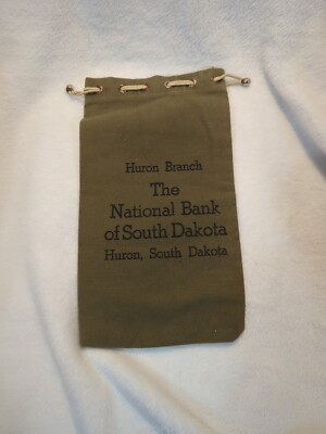 #ad Antique The National Bank Of South Dakota Bank Bag Green Huron Branch $10.49