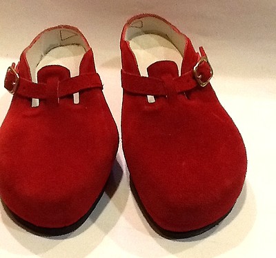 WOMEN'S RED SUEDE CUSTOM MADE SLIP ON SHOES