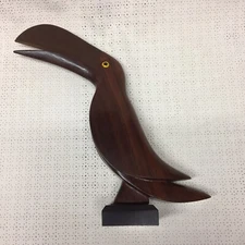 MCM Artesanato Alfenense  Teak/ Rose Wood Carved Toucan Bird 11.5”