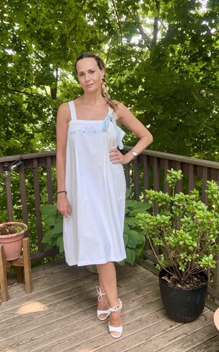 Victorian Underdress Cotton Embroidered - Antique Slip Dress -Antique Nightie XL - Picture 7 of 24