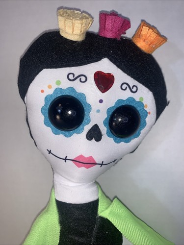 Day of The Dead Doll Figures Table Decor Decor Halloween Sugar Skulls 14” Plush - Picture 2 of 8