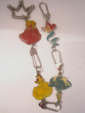 Disney 4 Princess Ariel Belle Aurora Cinderella Crown Keychain Key Ring Clip