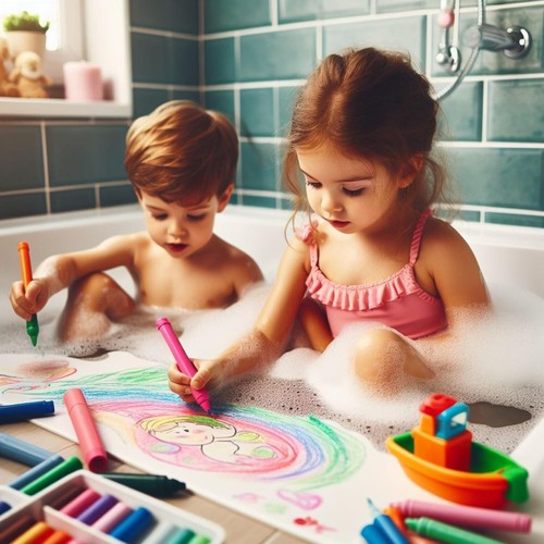 12x WASHABLE BATH CRAYONS Crayon Kids Baby Bath Time Paints Drawing Pen Creative - Picture 4 of 8