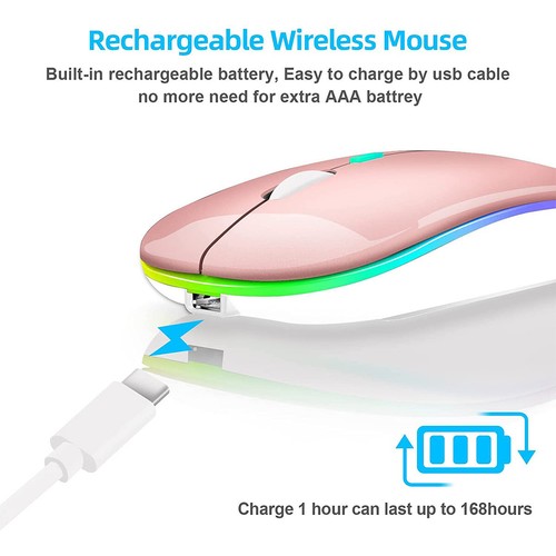 Dual Mode 2.4G Wireless Bluetooth Optical Mouse Rechargeable for Laptop PC Mac - Picture 6 of 13