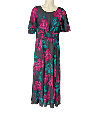 Alexa B Nites Women's Black Multi Floral Print Glitter Thread Maxi Dress  Size 6 | eBay