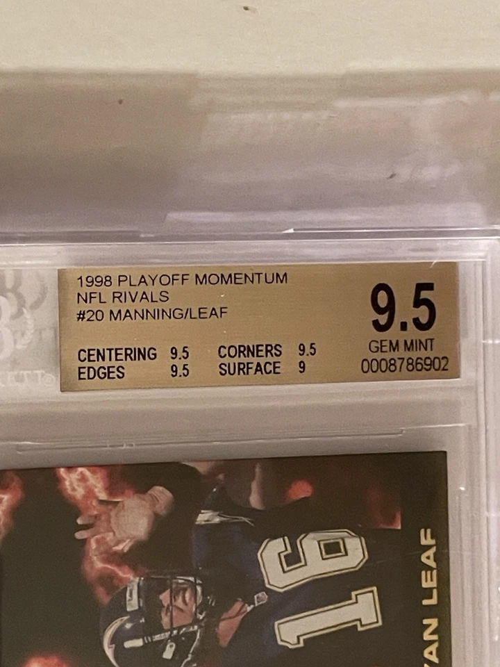 1998 Peyton Manning ROOKIE Playoff Momentum NFL Rivals #20 BGS 9.5 Pop 1 - Image 2 of 3