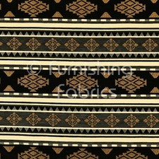 Soft Upholstery Furnishing Fabric Striped Kilim Pattern Grey Black Gold Colour