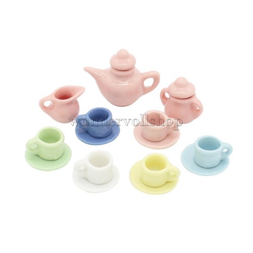 FIXOSHEE Puppenhaus Miniatur Geschirr - 5 Goldene Teller Für Puppenküche & Deko