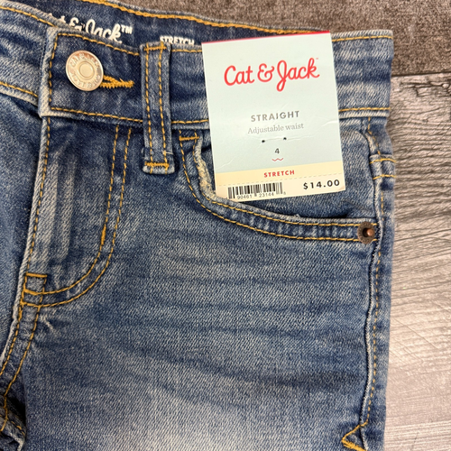 Cat & Jack Jeans Med Wash 4 Blue Straight Leg Relaxed Fit Adjustable Waist NEW - Picture 5 of 7