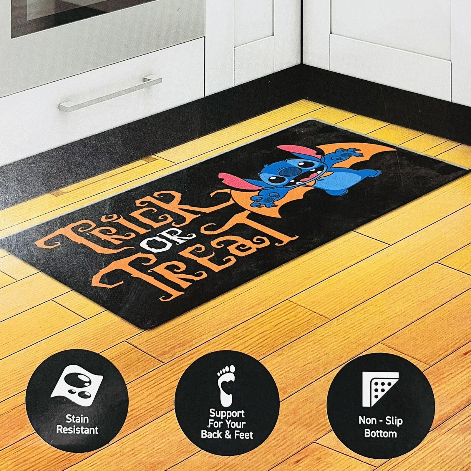 Disney Lilo & Stitch AntiFatigue Kitchen Mat Rug 18x30 Halloween Bat