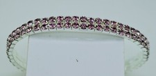 2 Row purple color Rhinestone Crystal silver Stretch elastic fashion Bracelet