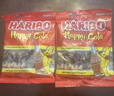 Lot Of 2 Haribo Gummi Candy, Happy Cola, 4 Ounces  2 Bags