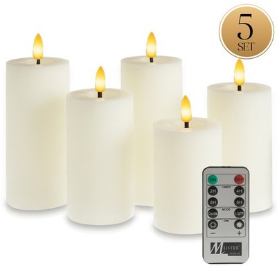 Meisterhome  LED Stumpenkerzen 5er-Set LED Kerzen Flammenlose Batteriebetrieben