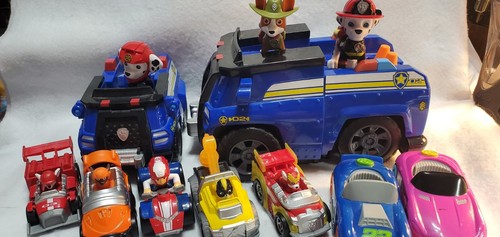 PAW PATROL TOYS - 9 Vehicles 5 with Paw Characters, Two Racing Cars, 3 Figures