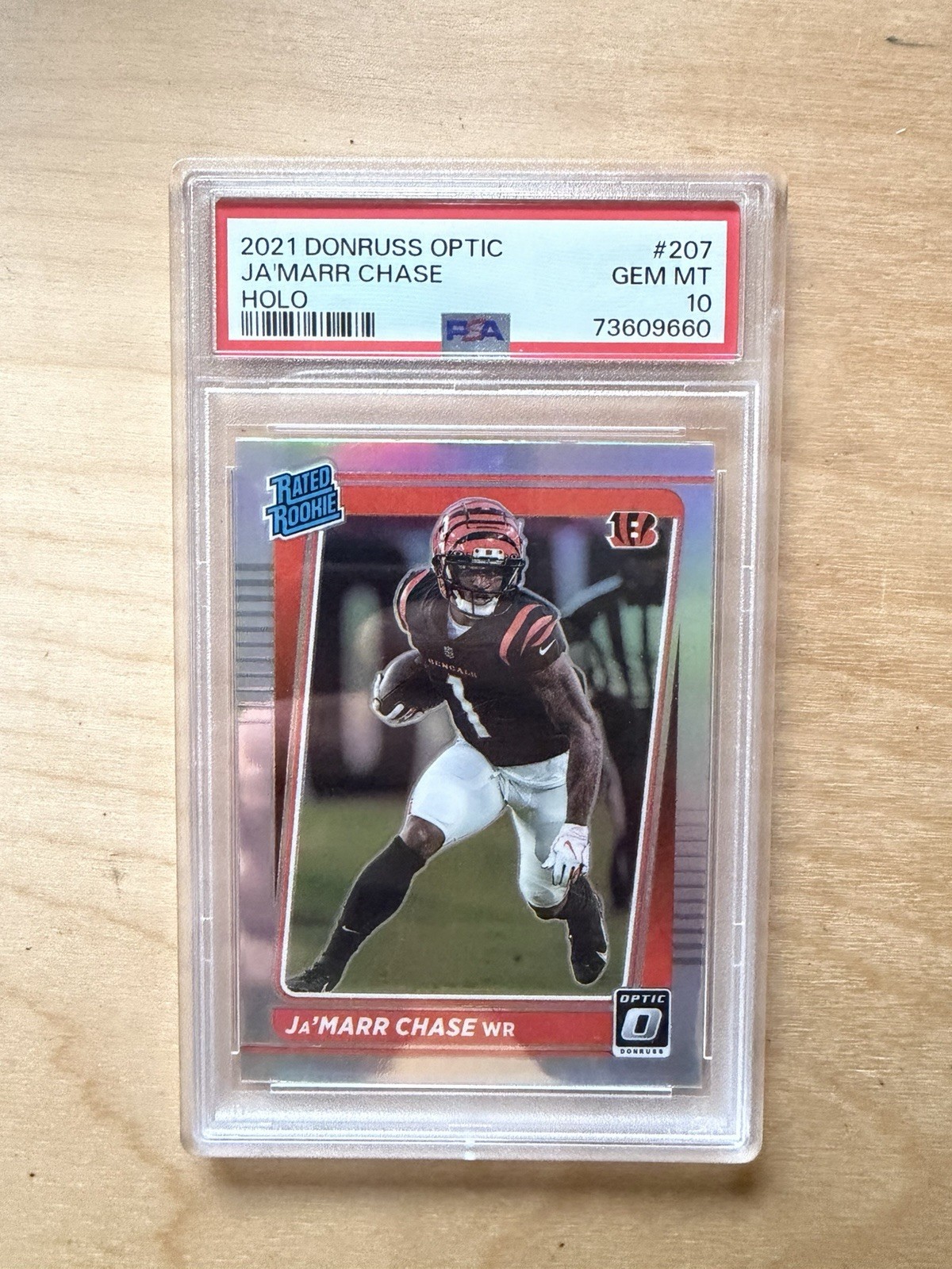 2021 Donruss Optic JaMarr Chase Rated Rookie Silver Holo Prizm #207 PSA 10