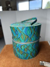 13.5  Vintage 70s Mod Wig Case Hat Box Zippered Travel Case Vinyl Psychedelic