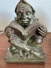 Rare Antique Craftsman Style Ceramic Gnome/Monk Bookends
