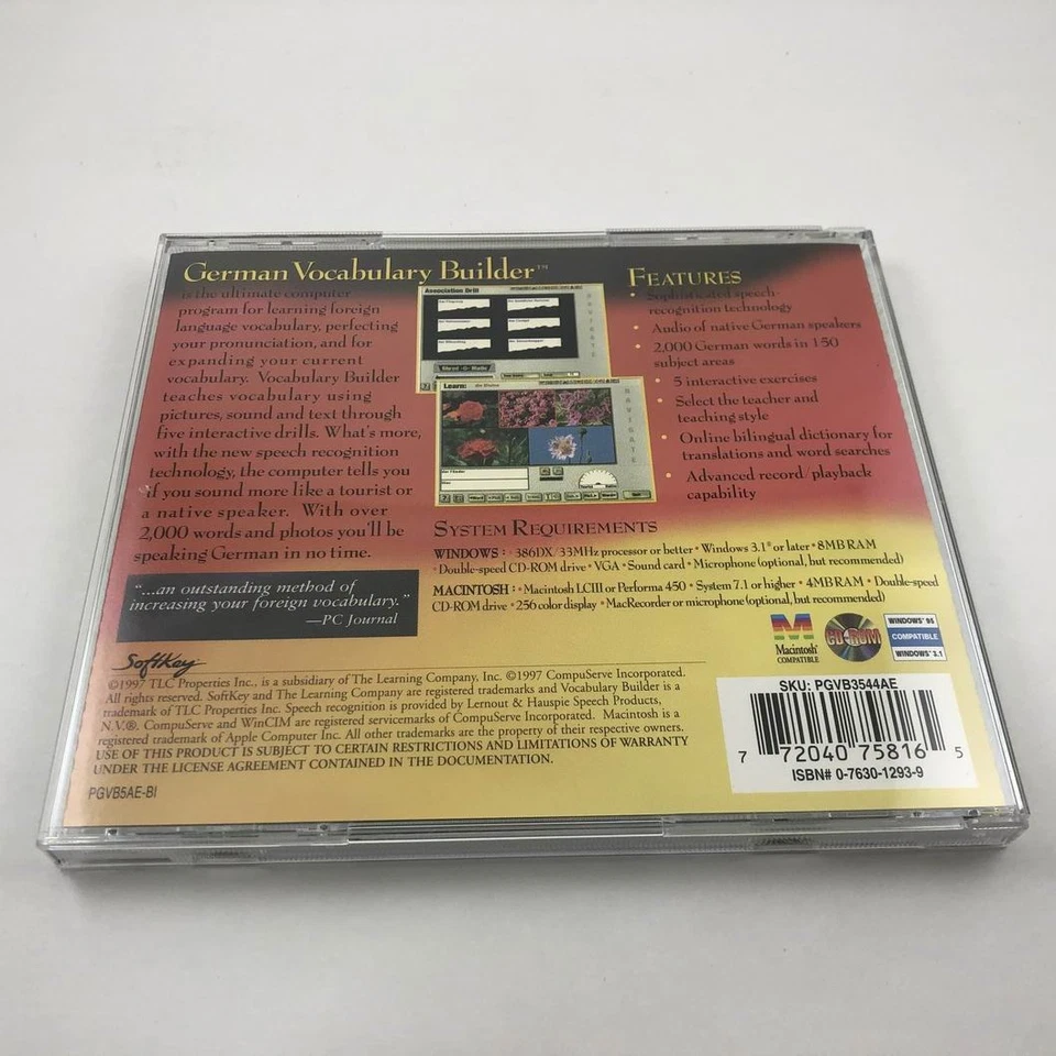 GERMAN Vocabulary Builder PC WIN 3.1/95 CD-ROM - Image 2 of 3