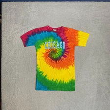 Visions Resortwear VTG 90s Tie Dye Chicago Spell Out Multicolor Shirt Mens S