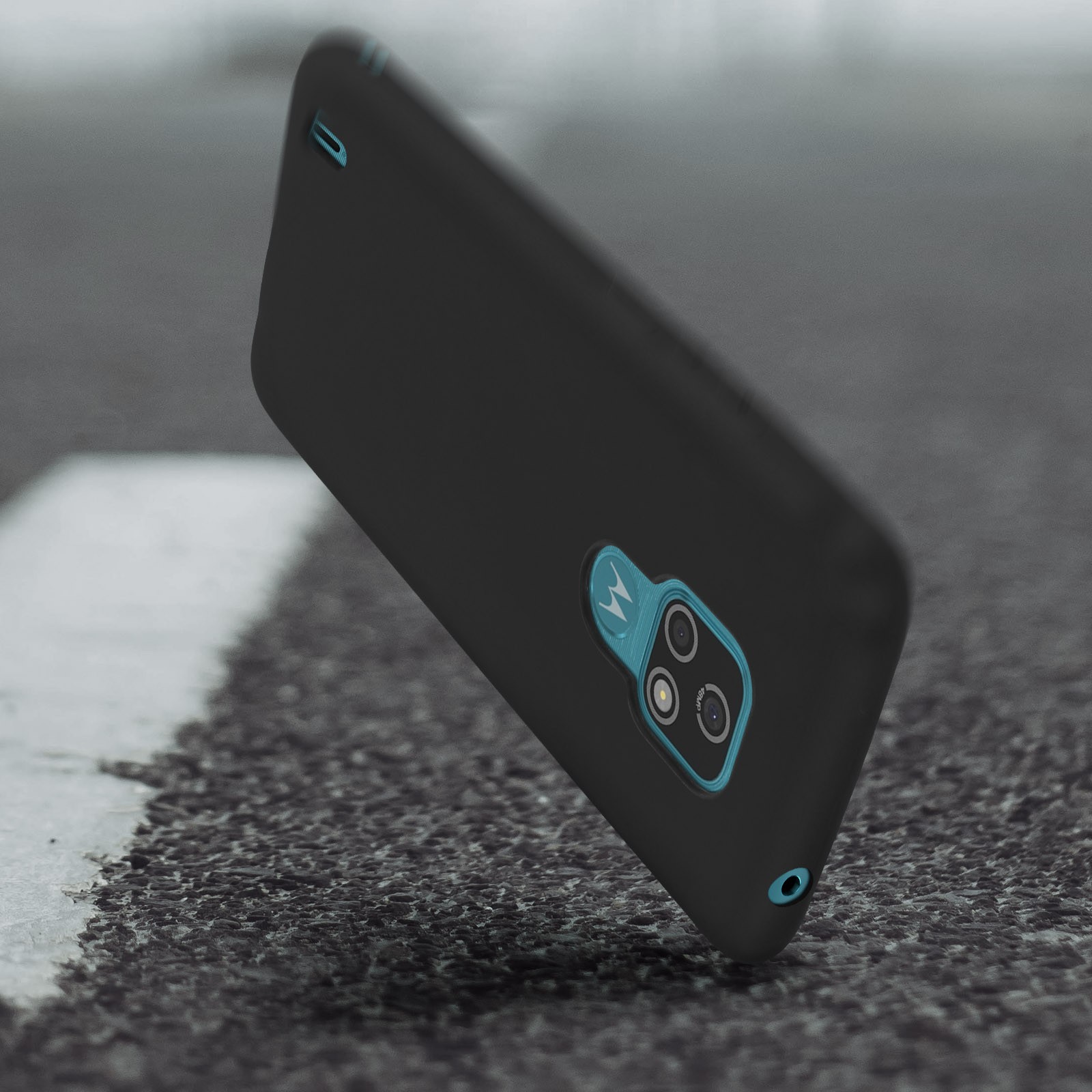 Housse Moto E7 en silicone noir mat antidérapante