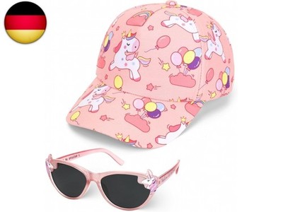 Einhorn Basecap Sonnenbrille Set für Mädchen, Verstellbare Kinder Baseball Cap H