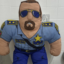 Big Boss Man Police Officer Stuffed Figure Large Plush Blue Uniform Soft Toy