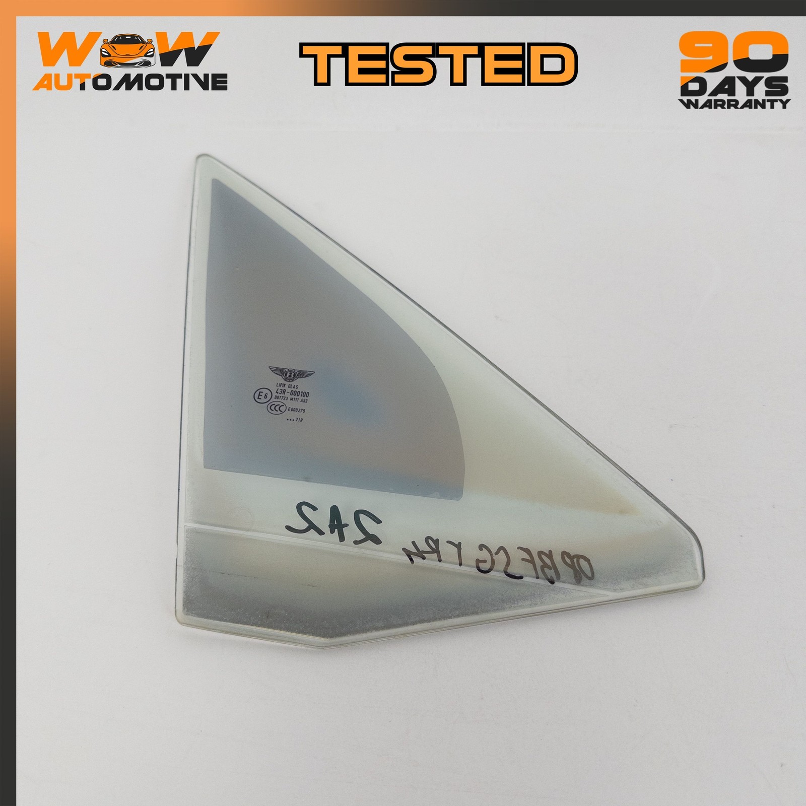 06-13 BENTLEY CONTINENTAL FLYING SPUR FRONT RIGHT QUARTER FIXED VENT WINDOW OEM