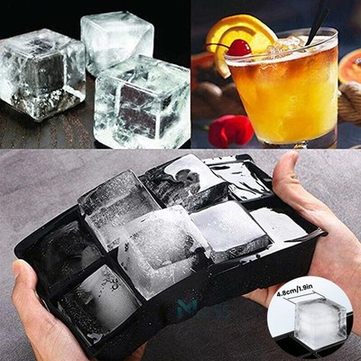 Silicone Big Ice Cubed Maker Large Cube Square Tray Molds Whiskey Ball Cocktails