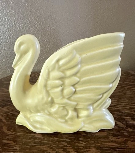 Vintage McCoy Pottery Yellow Swan Planter Vase c1940's 6"