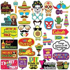 Fiesta Photo Booth Props - 40 Pieces - Cinco de Mayo Mexican Party Supplies,