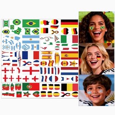 World Cup Soccer Football Temporary Tattoos Country Flag Face Stickers Waterproo