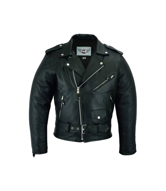 Chaqueta de piel hombre Brando perfecto Clásica Negro OSX rock Mod. 113