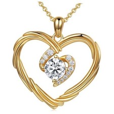 18K Gold Heart Birthstone Necklaces for Women, S925 Sterling 18K Gold 04 Apr