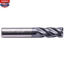 4 Flute Carbide 1/2" x 1-1/4" x 3" End Mill- .060" Corner Radius - AlTiN Coated