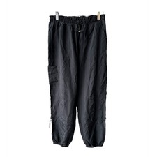Black Nylon Parachute Cargo Pants Baggy Techwear Joggers Streetwear Size Small