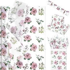 Bolsome 100 Sheets 20 * 14 Inches Pink Rose Floral Tissue Paper for Gift Bags...