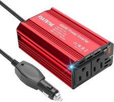 400W Power Inverter, FSATBTNE DC 12V to 110V AC Car Plug Adapter Outlet Red