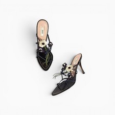 Vintage Prada Heels Leather Flower Mules Y2k - Size 37 7
