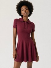 Reformation Maroon Wimbledon Ribbed Mini Tennis Dress 