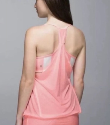 Lululemon No Limit Tank Top Pink Striped Womens Size 4 Workout Athleisure